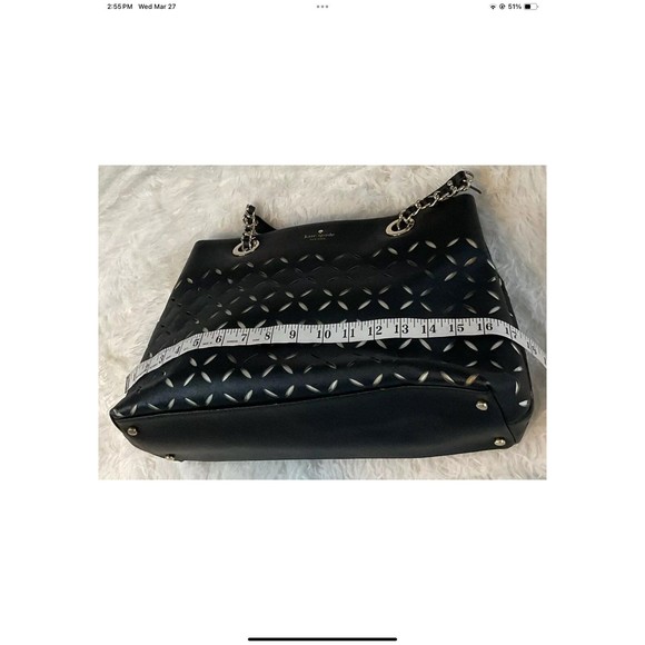KATE SPADE Black/Gold Leather Double Handle Shoulder Purse/Handbag Large Tote - Picture 7 of 10